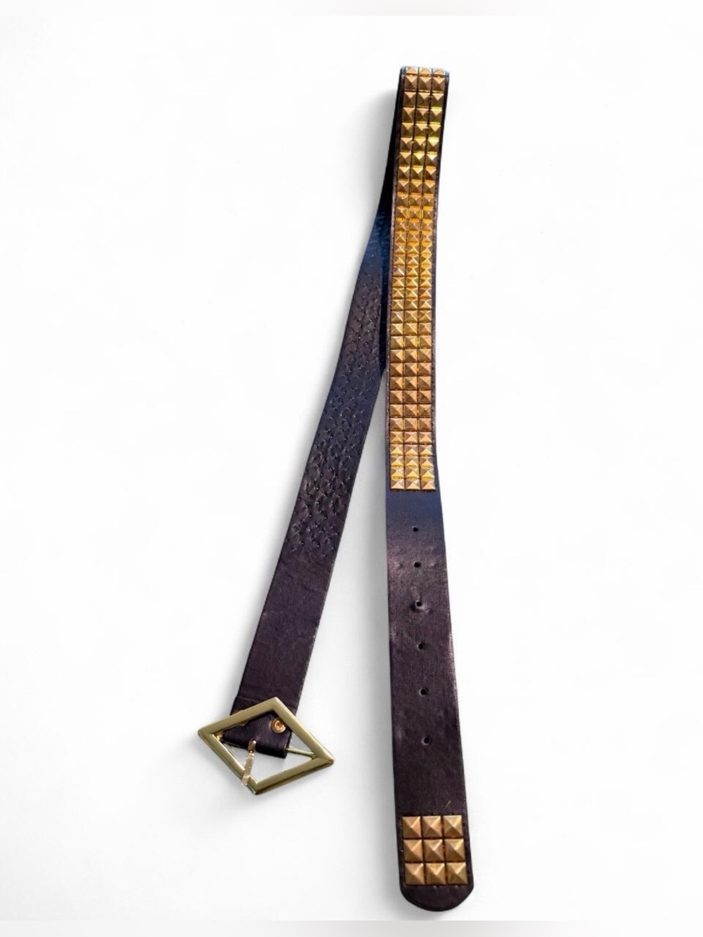 Y2K studded Black belt with gold pyramid studs
